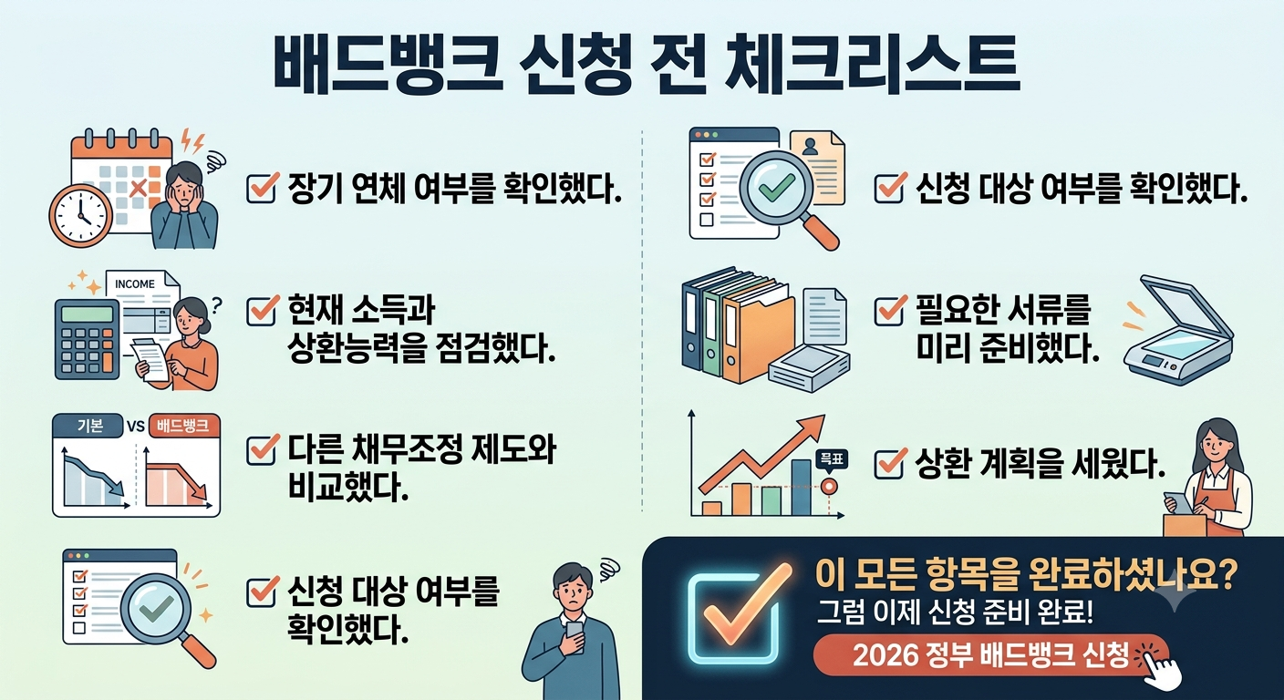 배드뱅크 신청 전 체크리스트