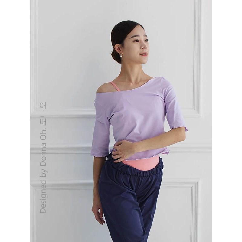 도나오앤지 성인발레복 보트넥 5부 워머크롭티 무용댄스 티셔츠 필라테스 요가상의 S