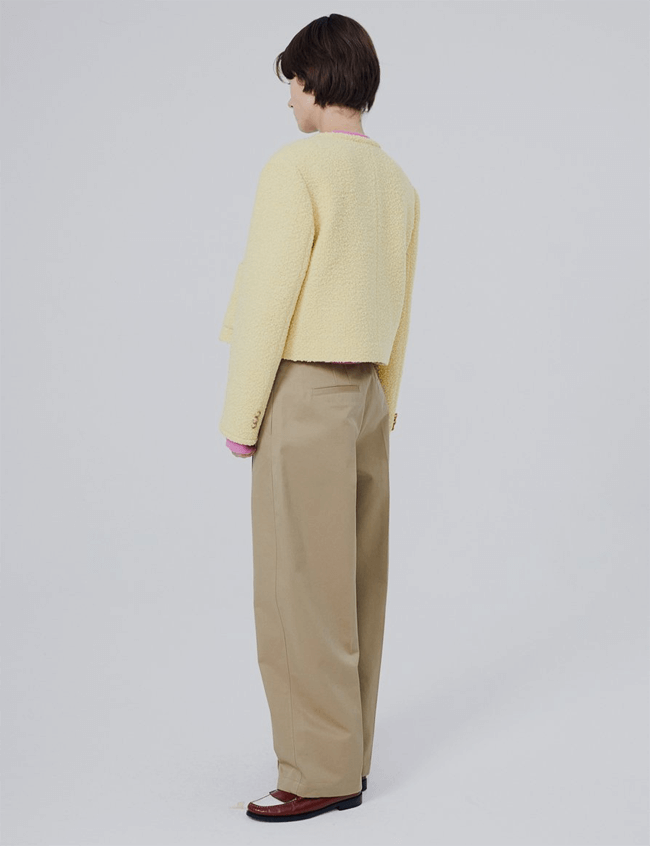 위아워스 옐로우 크롭 트위드자켓