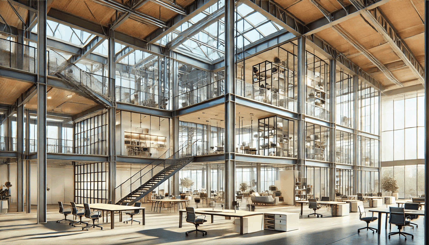 넓은 공간의 사무실을 묘사한 이미지