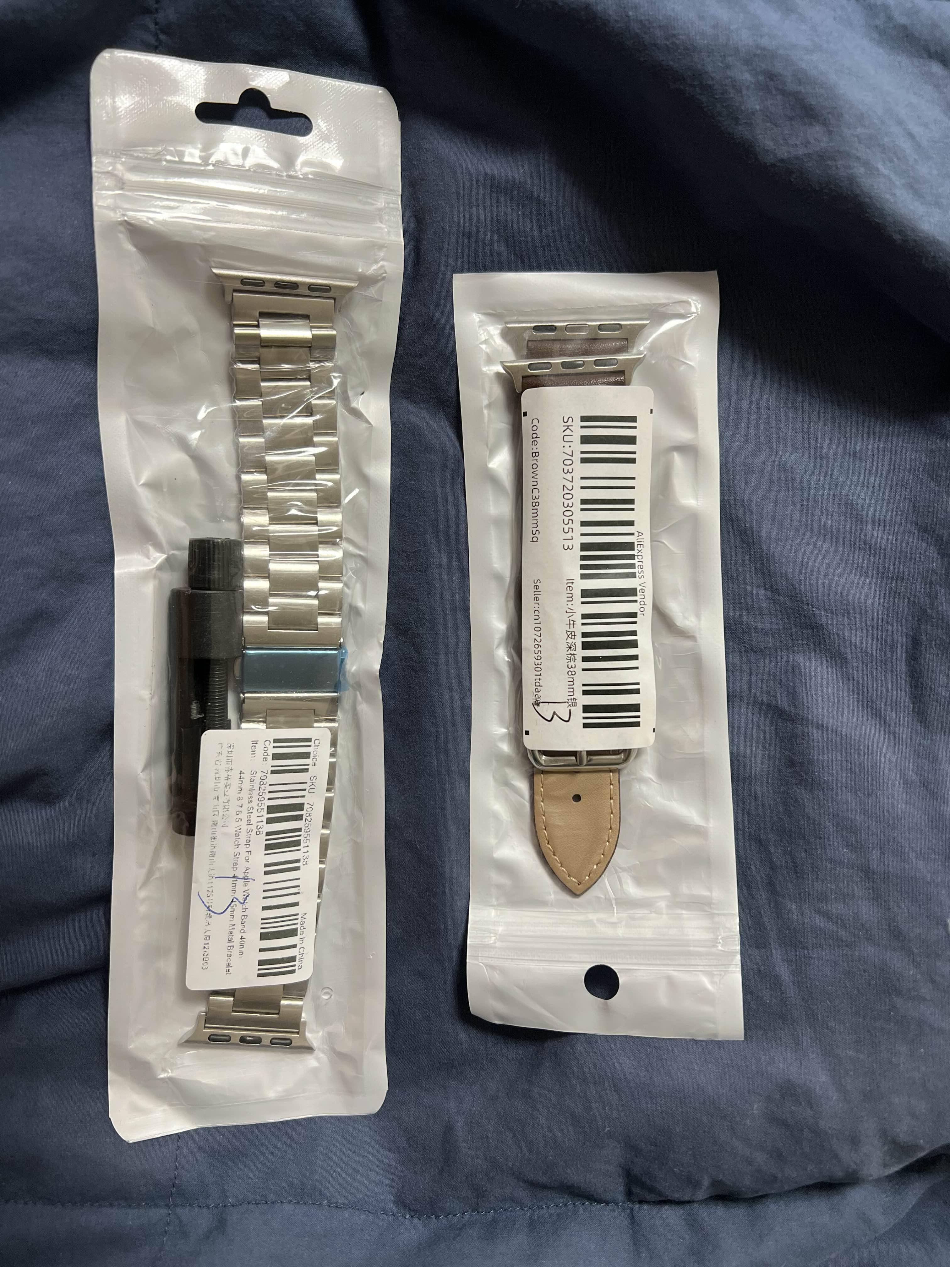 알리익스프레스에서 구매한 애플워치 se 40mm 메탈스트랩과 가죽 스트랩 포장사진