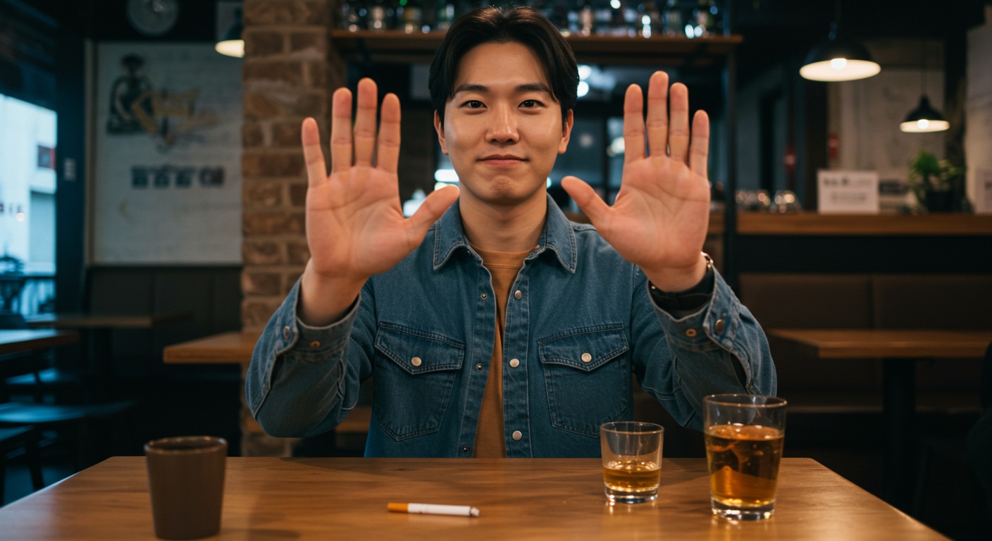 담배와 술을 멀리하는 모습이나 금연/절주 장면의 시각화