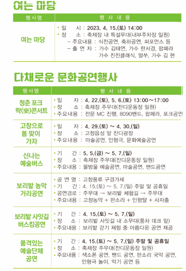 고창 청보리밭-입장료-축제기간