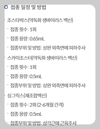 대상포진 예방접종 비용