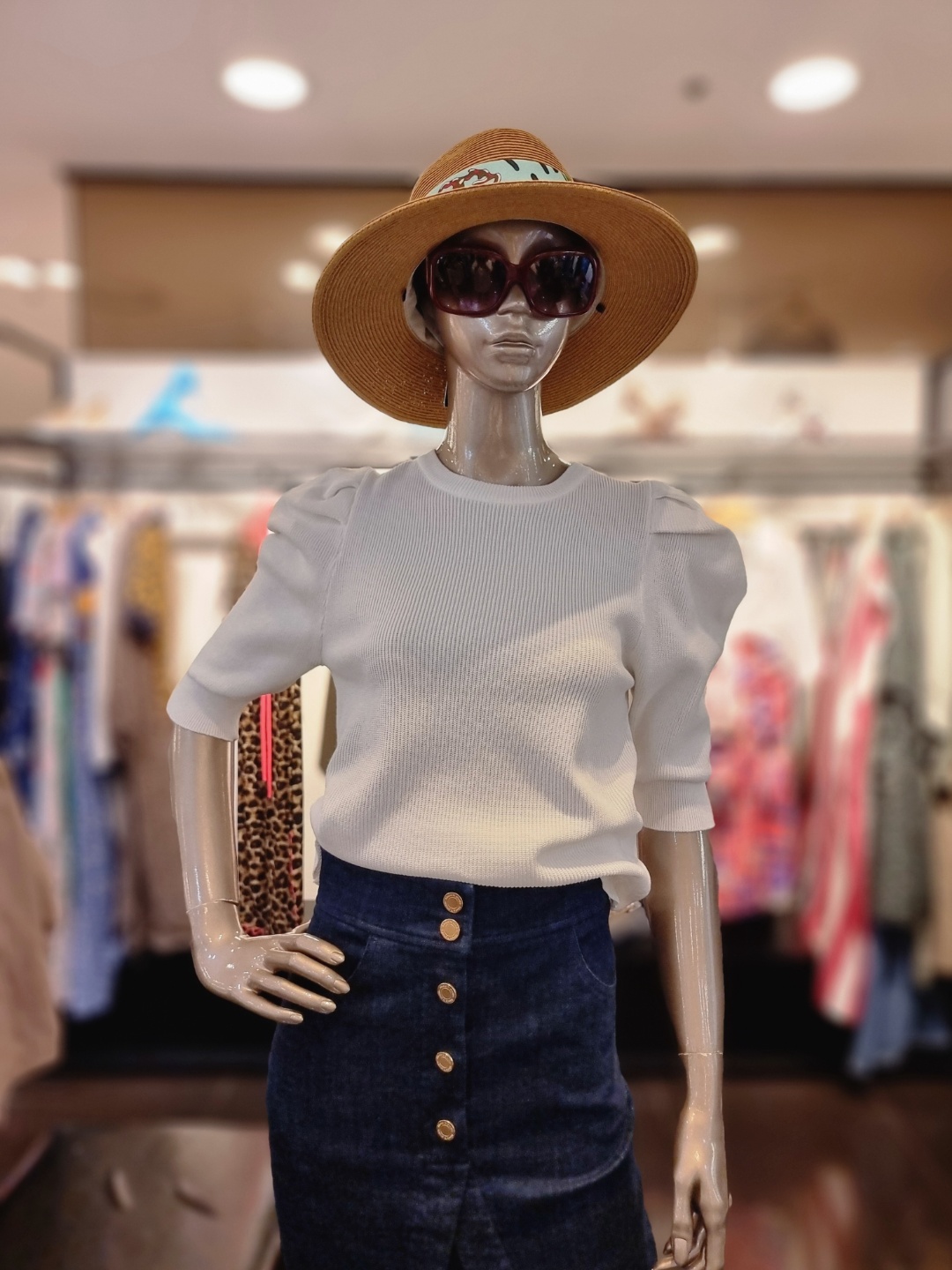 제시뉴욕 라운드넥 파스텔컬러 퍼프소매니트티 BCM-KO8941