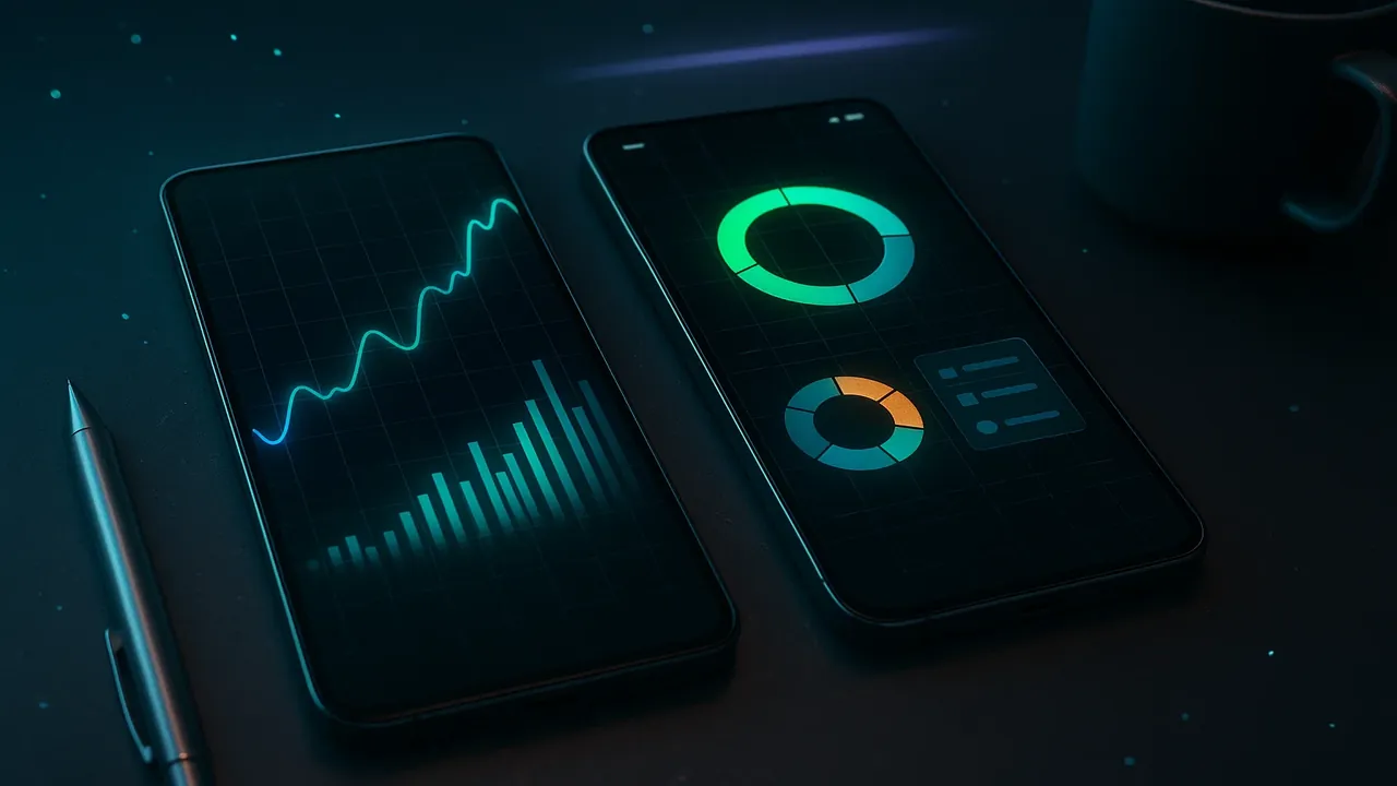 Investing.com 앱 메인 화면과 포트폴리오 관리 인터페이스를 보여주는 스마트폰 스크린샷