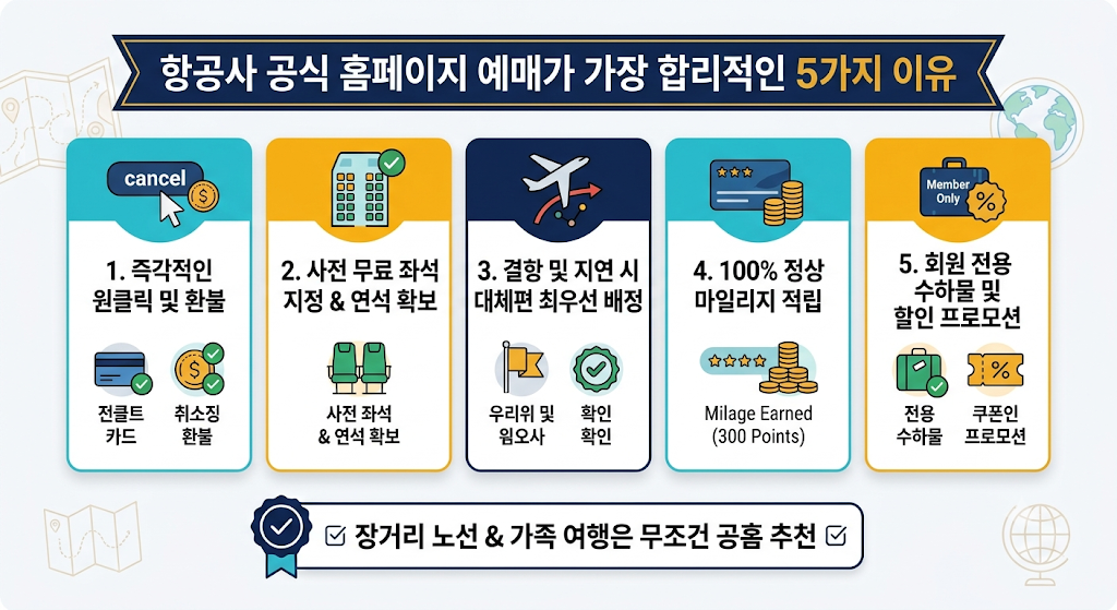 항공사 공식 홈페이지 예매가 합리적인 이유