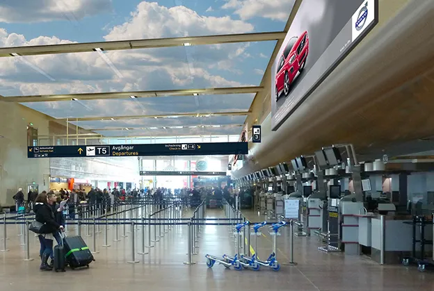스톡홀름 알란다 공항 픽업이 이루어지는 알란다 공항 내부 전경