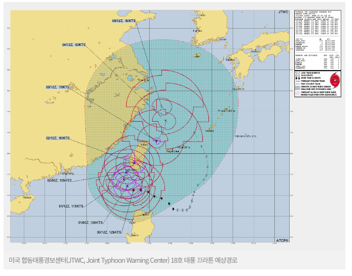 태풍 끄라톤 현재상태 예상이동경로
