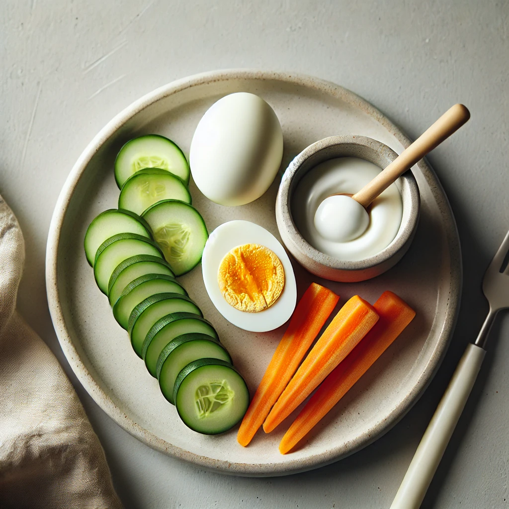 삶은달걀과 야채스틱