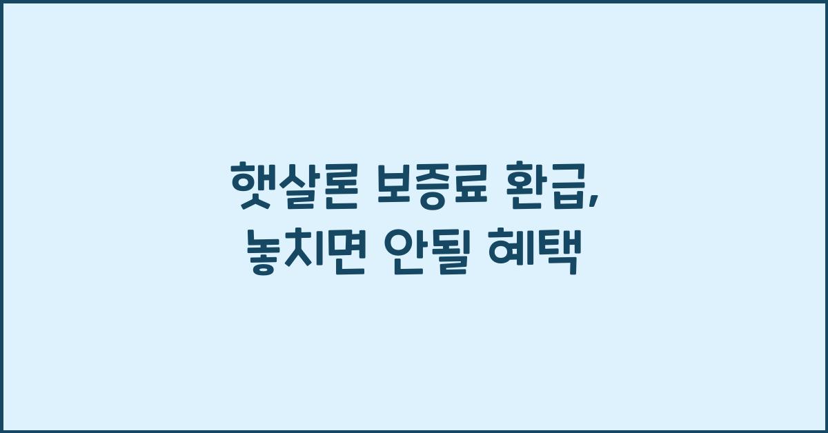 햇살론 보증료 환급