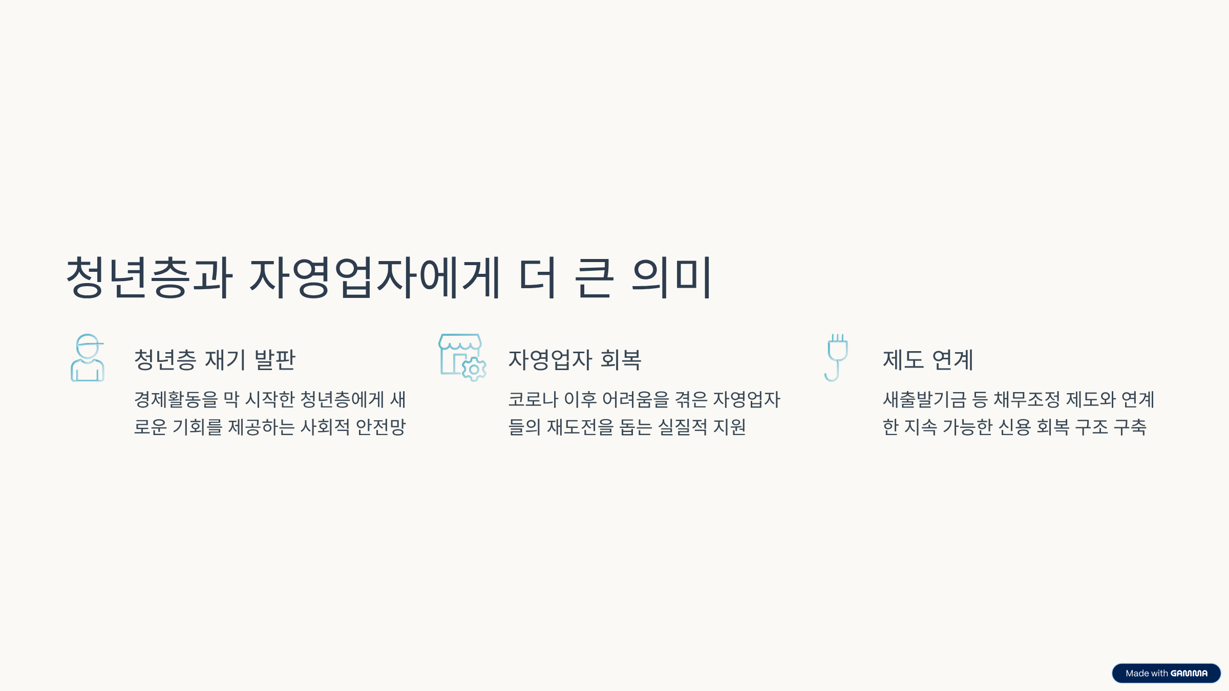 청년층과 자영업자에게 더 큰 의미