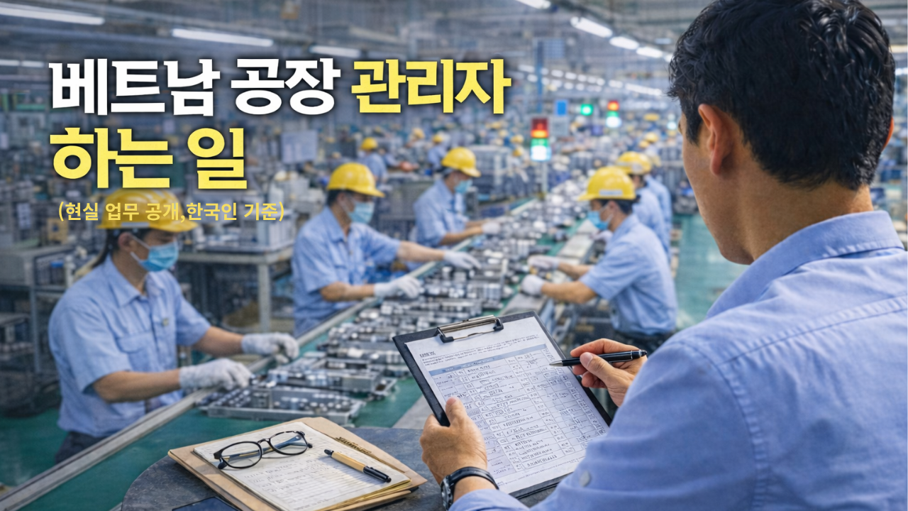 베트남 공장에서 생산 라인을 관리하는 한국인 관리자 모습
