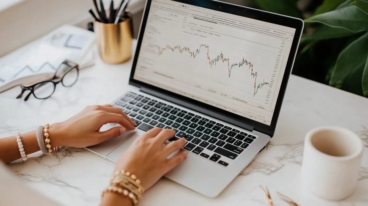 연금계좌 인공지능 ETF와 배당 ETF 포트폴리오를 전문가가 노트북으로 분석하며 투자 전략을 설계, 절세와 장기 자산 운용, AI 투자 트렌드, 2025년 수익률 전망이 결합된 전문적인 투자 관리