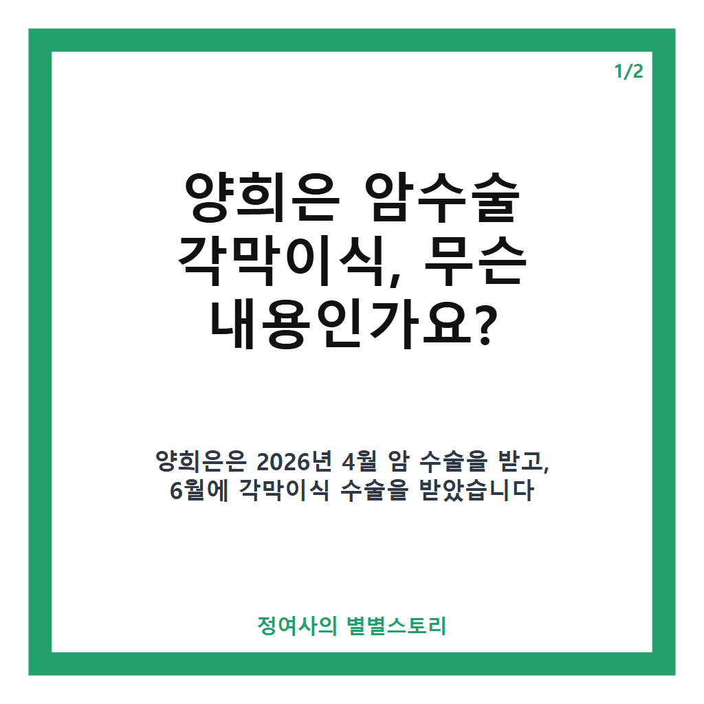 양희은 암수술 각막이식 고백과 현재 건강 상태 업데이트 카드뉴스 1