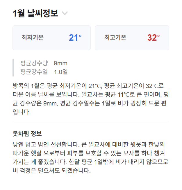 방콕 1월 날씨