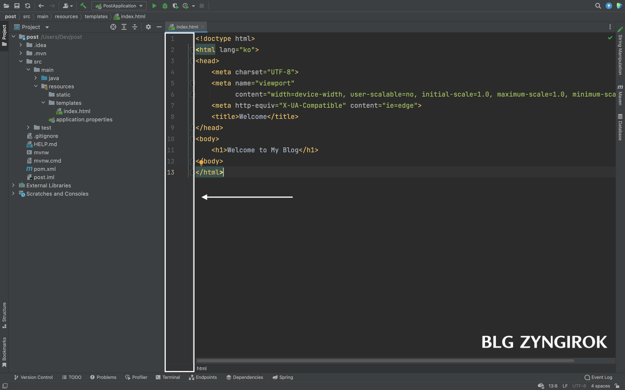 인텔리제이-에디터에서-줄수를-카운트-해주는-곳