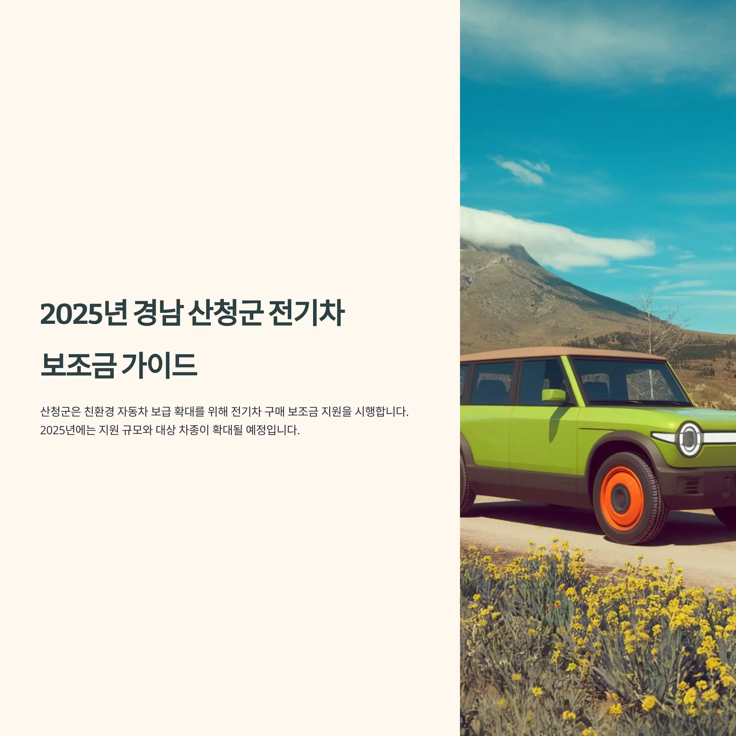 2025년 경남 산청군 전기차 보조금