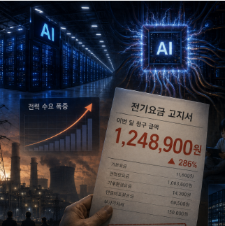ai로인해 전기료가 많이 나온 모습
