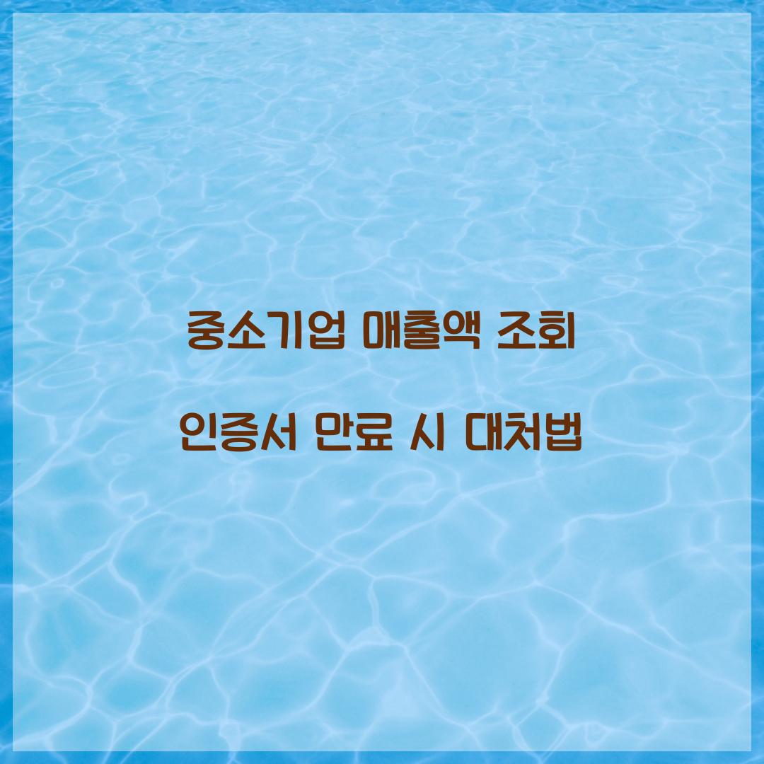 중소기업 매출액 조회 인증서 만료 시 대처법