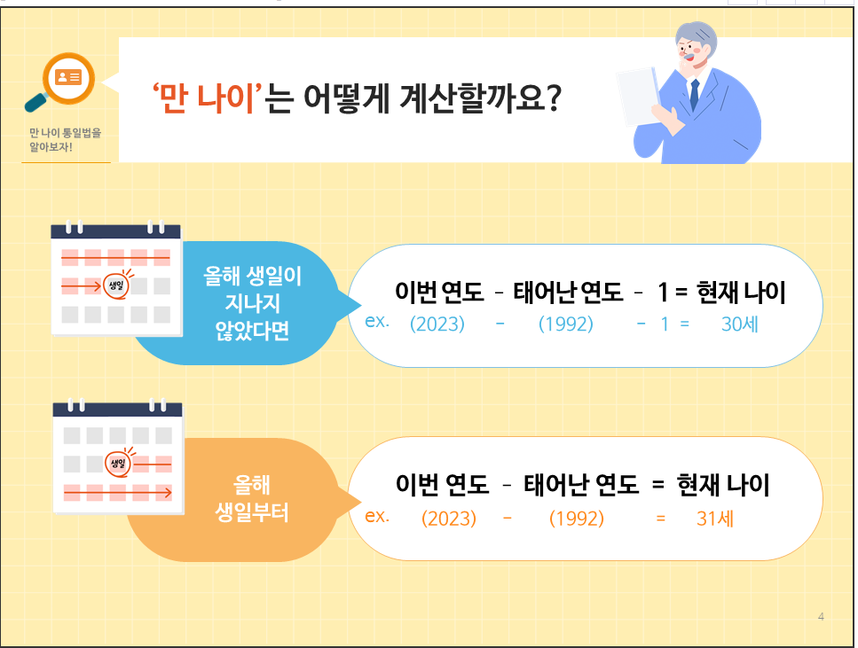 만 나이 계산법