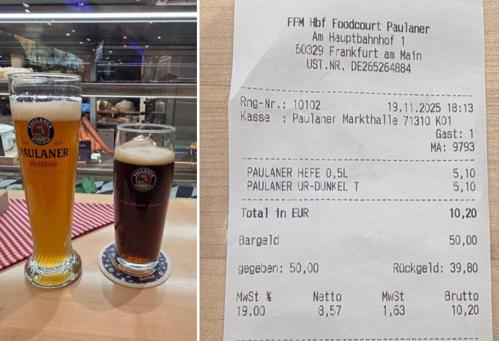 프랑크푸르트 중앙역 : 생맥주 한 잔 '파울라너(Paulaner)'