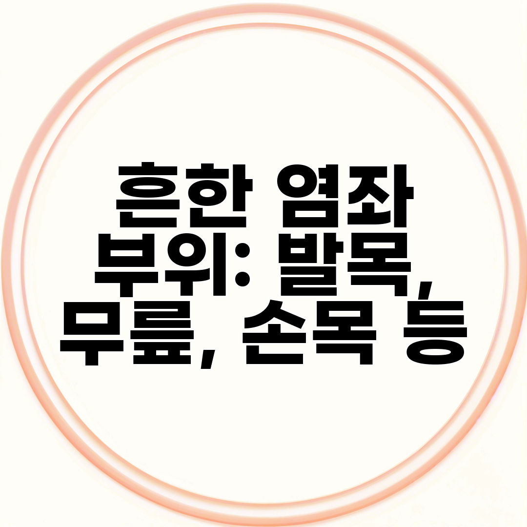 흔한 염좌 부위 발목, 무릎, 손목 등