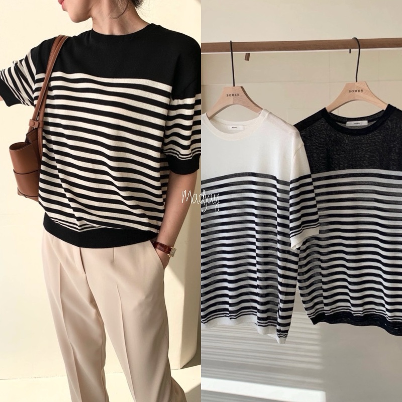 (당일) 8월 시즌오프세일 - 보웬 강연 스트라이프 니트