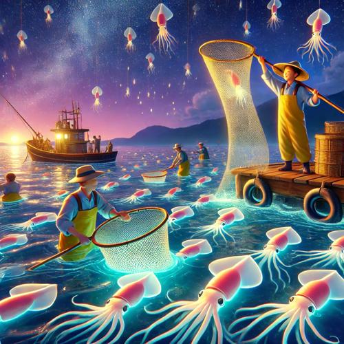 오징어로 채워진 속초의 바다