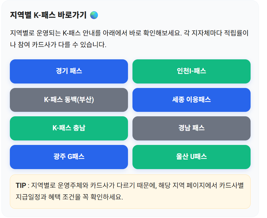 K-패스 참여 지역 🌏