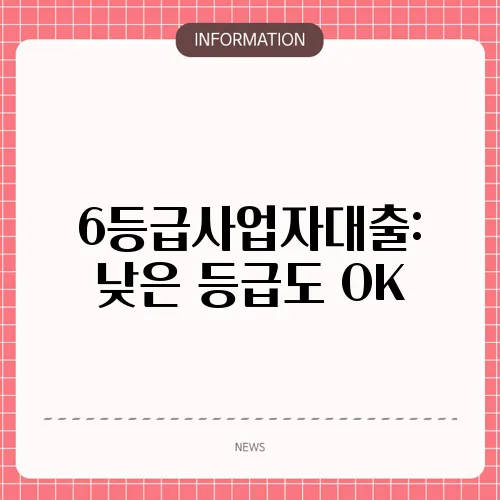 6등급사업자대출: 낮은 등급도 OK