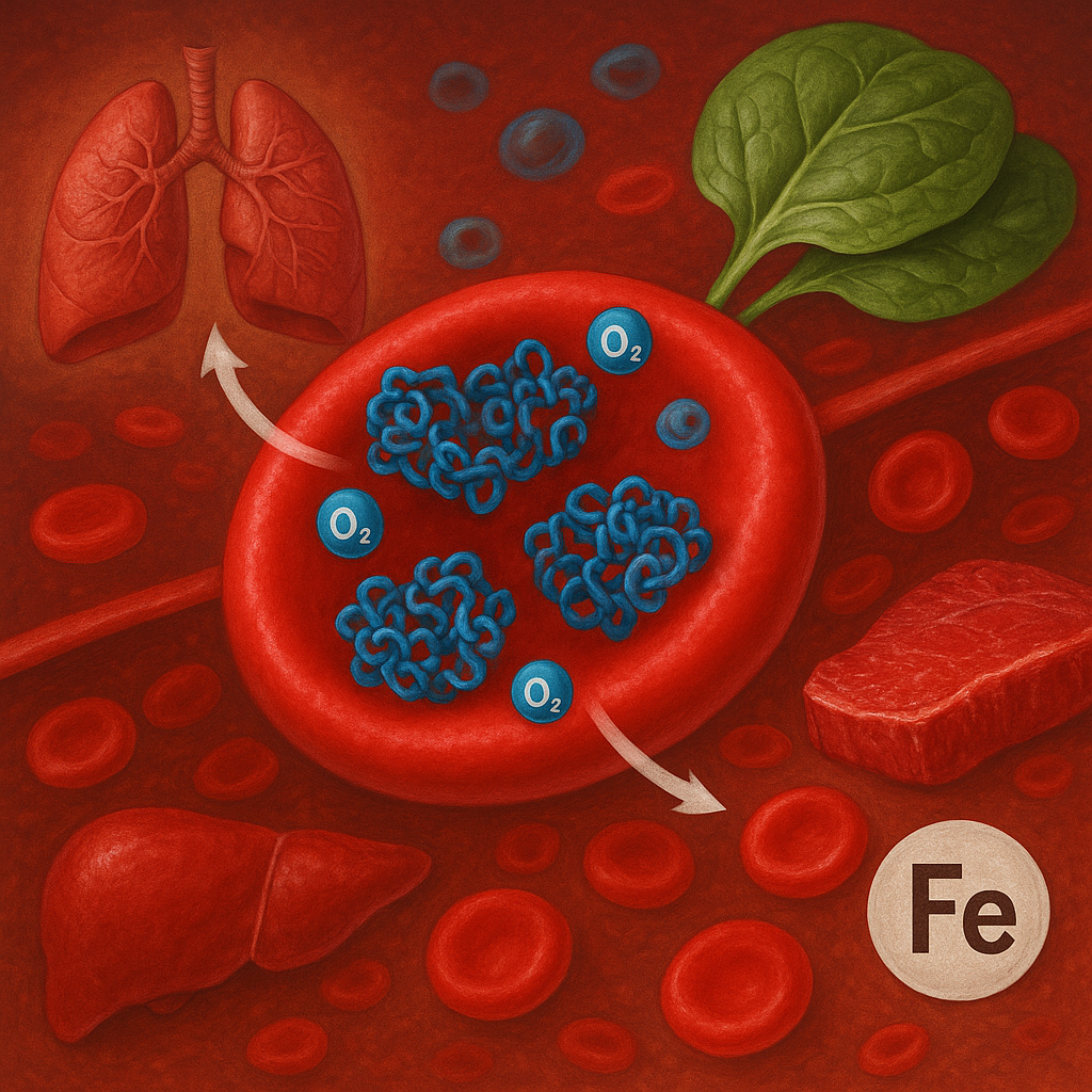 철분이 풍부한 식품 (시금치, 붉은 고기, 간)