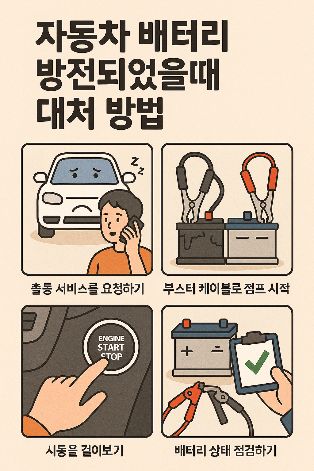 자동차 배터리 방전되었을 때 대처법, 비상키트 활용법