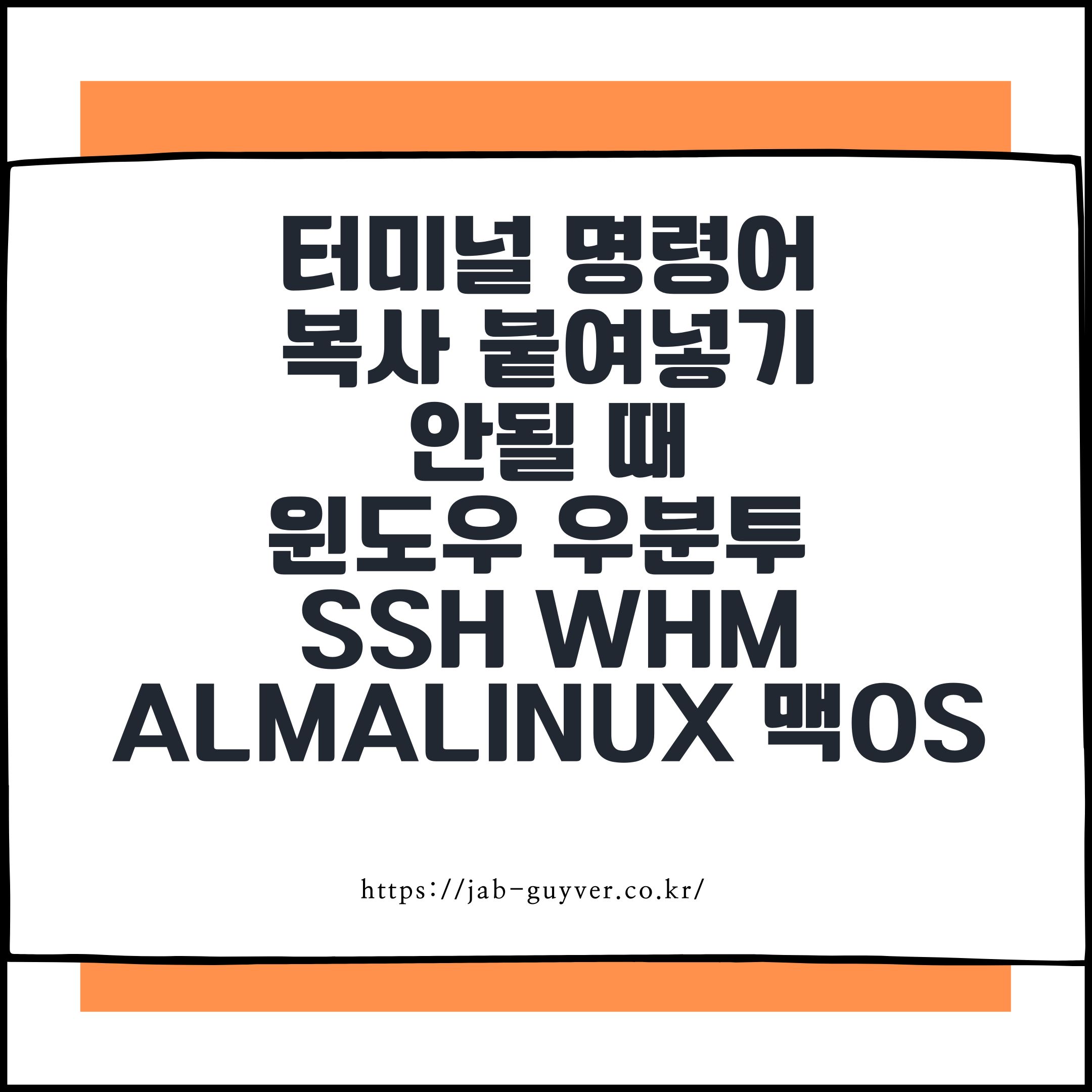 터미널 명령어 복사 붙여넣기 안될 때 윈도우 우분투 SSH WHM AlmaLinux 맥OS
