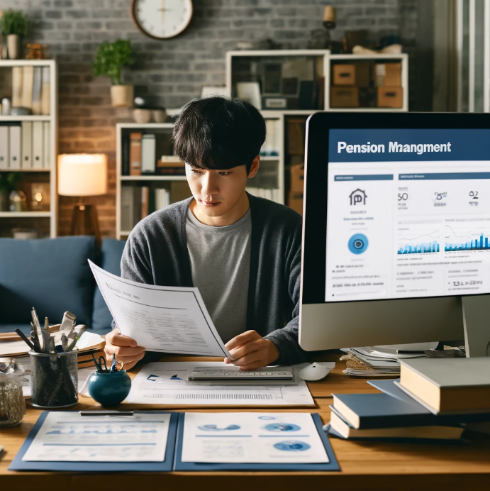 홈 오피스에서 재정을 관리하는 젊은 남성의 모습