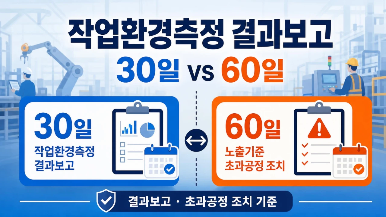 작업환경측정 결과보고 30일과 노출기준 초과공정 60일 기준 안내