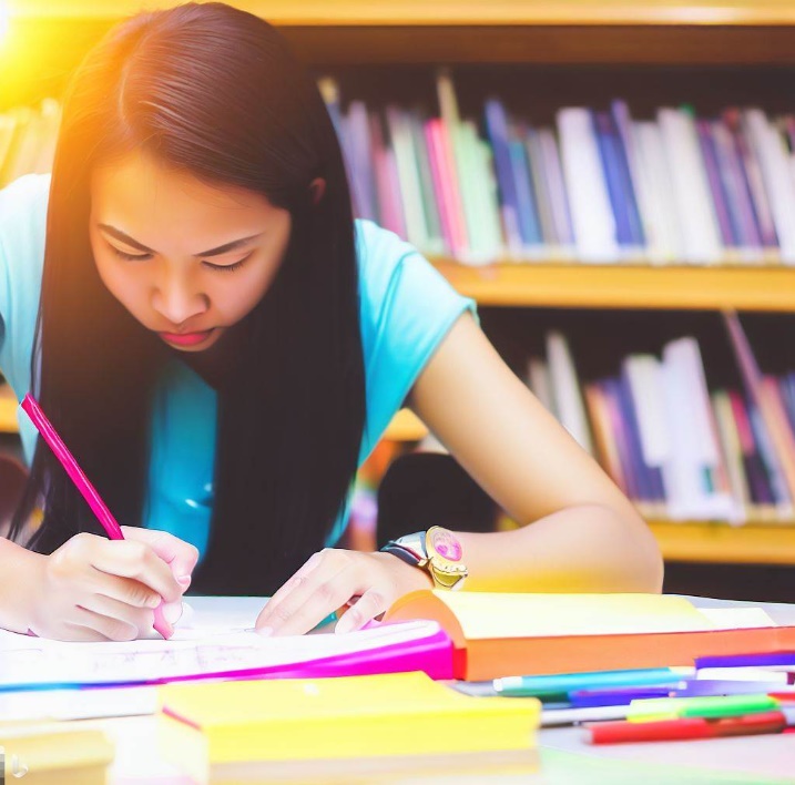 열공하는 여학생(made by Bing)