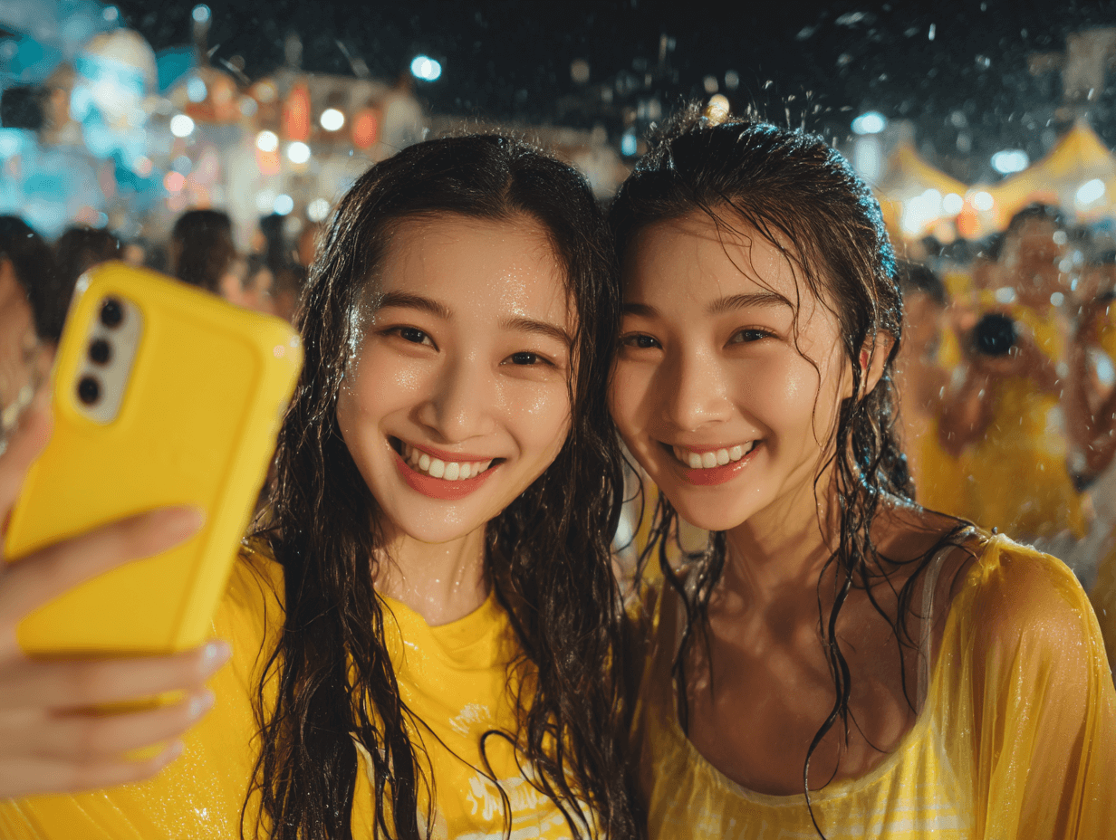 셀카를-찍고-있는-사람들