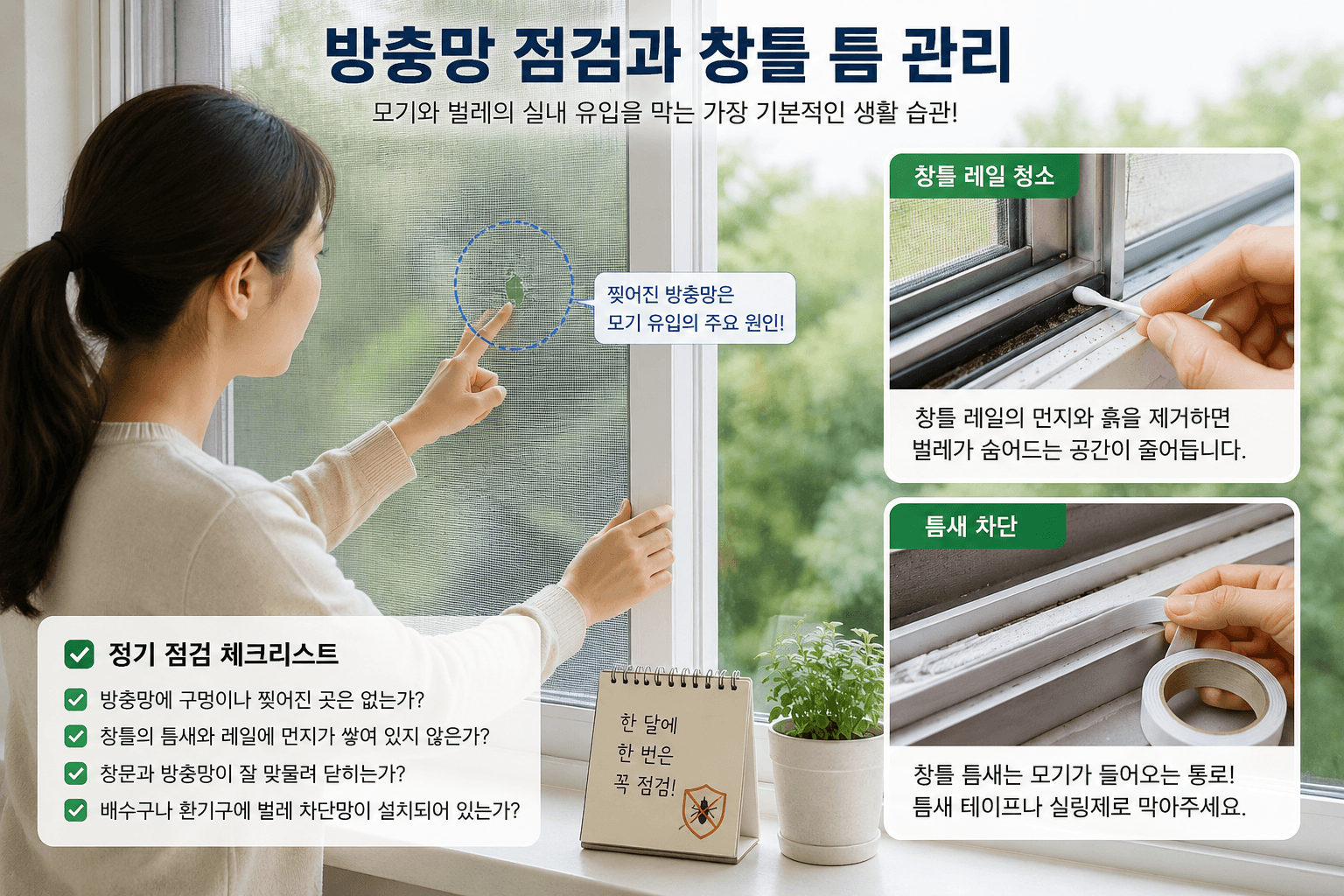 방충망 점검과 창틀 틈 관리하는 생활