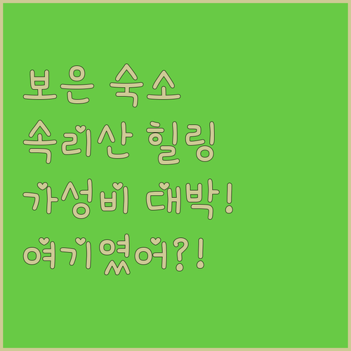 보은 여행 스타일에 딱 맞는 숙소 추..