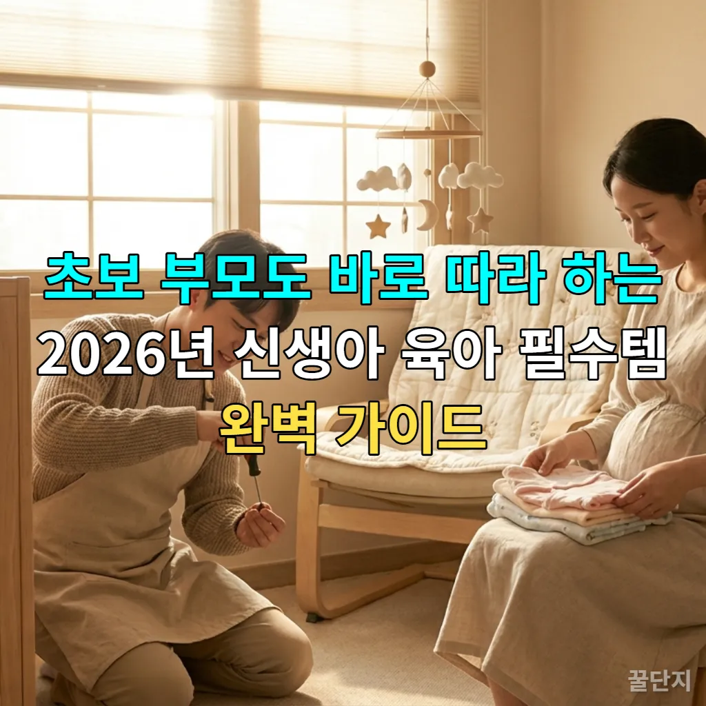 초보 부모가 설레는 마음으로 신생아 방을 꾸미는 모습