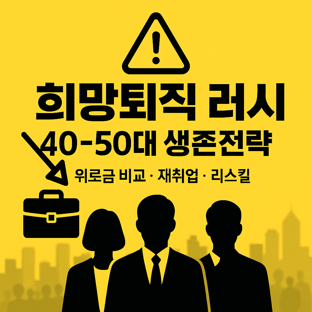 &ldquo;40~50대 희망퇴직 시대 생존전략 &mdash; 위로금 비교&middot;재취업&middot;리스킬 가이드&rdquo;