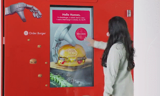 미래의 패스트푸드? AI 햄버거 자판기 VIDEO: The future of fast food? 'RoboBurger' opens in US serving fresh burgers from vending machine