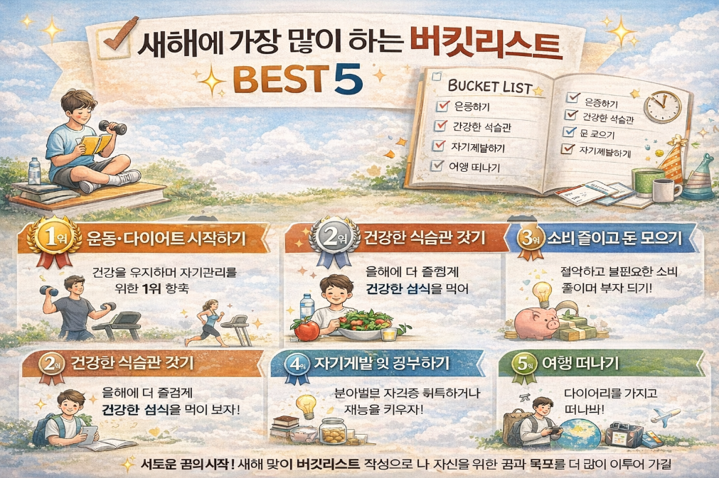 새해 버킷리스트 BEST 5, 이것만 준비하면 완벽!