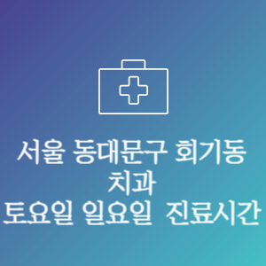 서울 동대문구 회기동 치과 주말 토요일 일요일 문여는 병원 진료시간