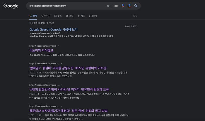 검색엔진에 사이트 검색