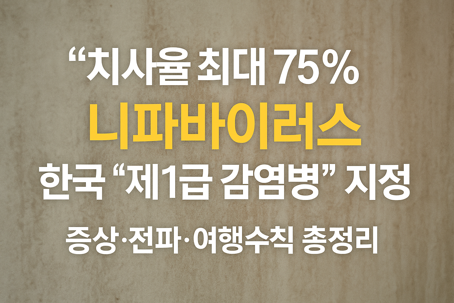 치사율 최대75% 한국 '제1급 감염병' 지정, 증상, 증파, 여행수칙 종정리라고 표현한 일러스트