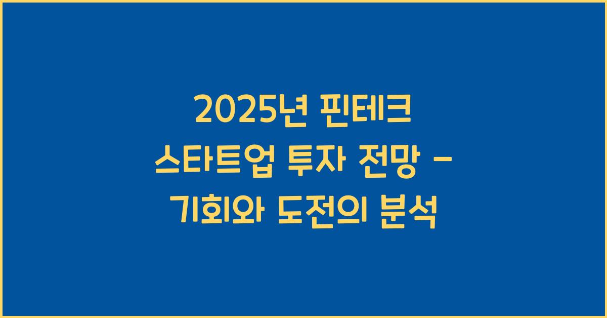 2025년 핀테크 스타트업 투자 전망