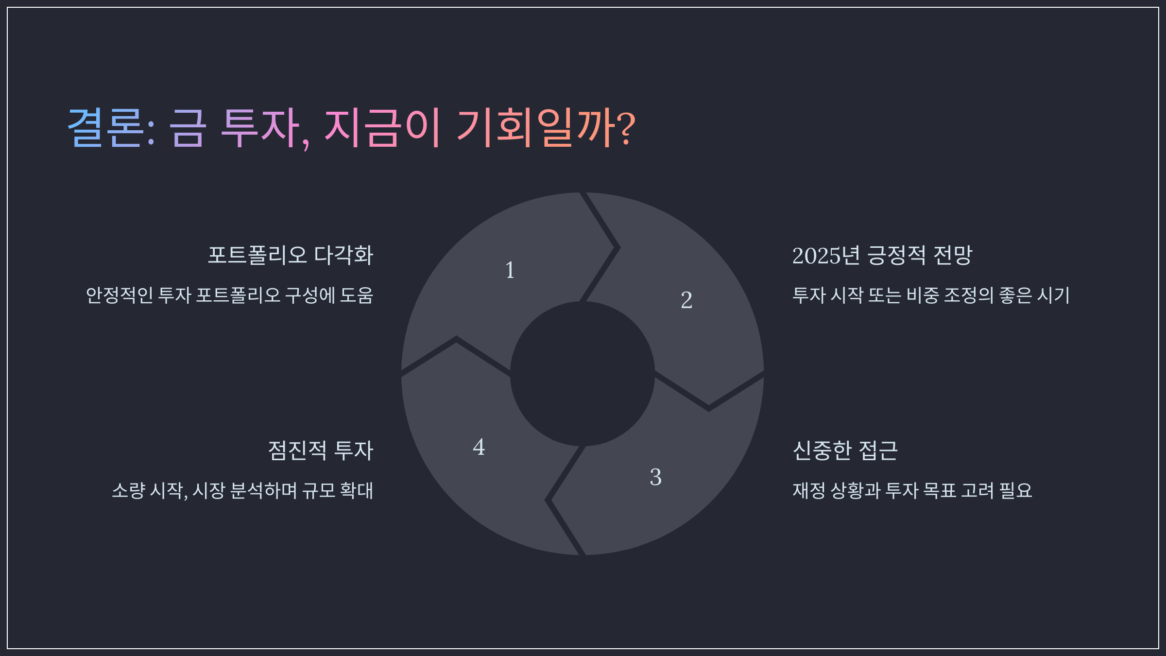 결론: 금 투자, 지금이 기회일까?