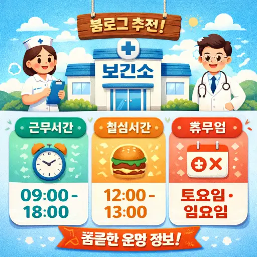 보건소 근무시간 점심시간 휴무일 총정리